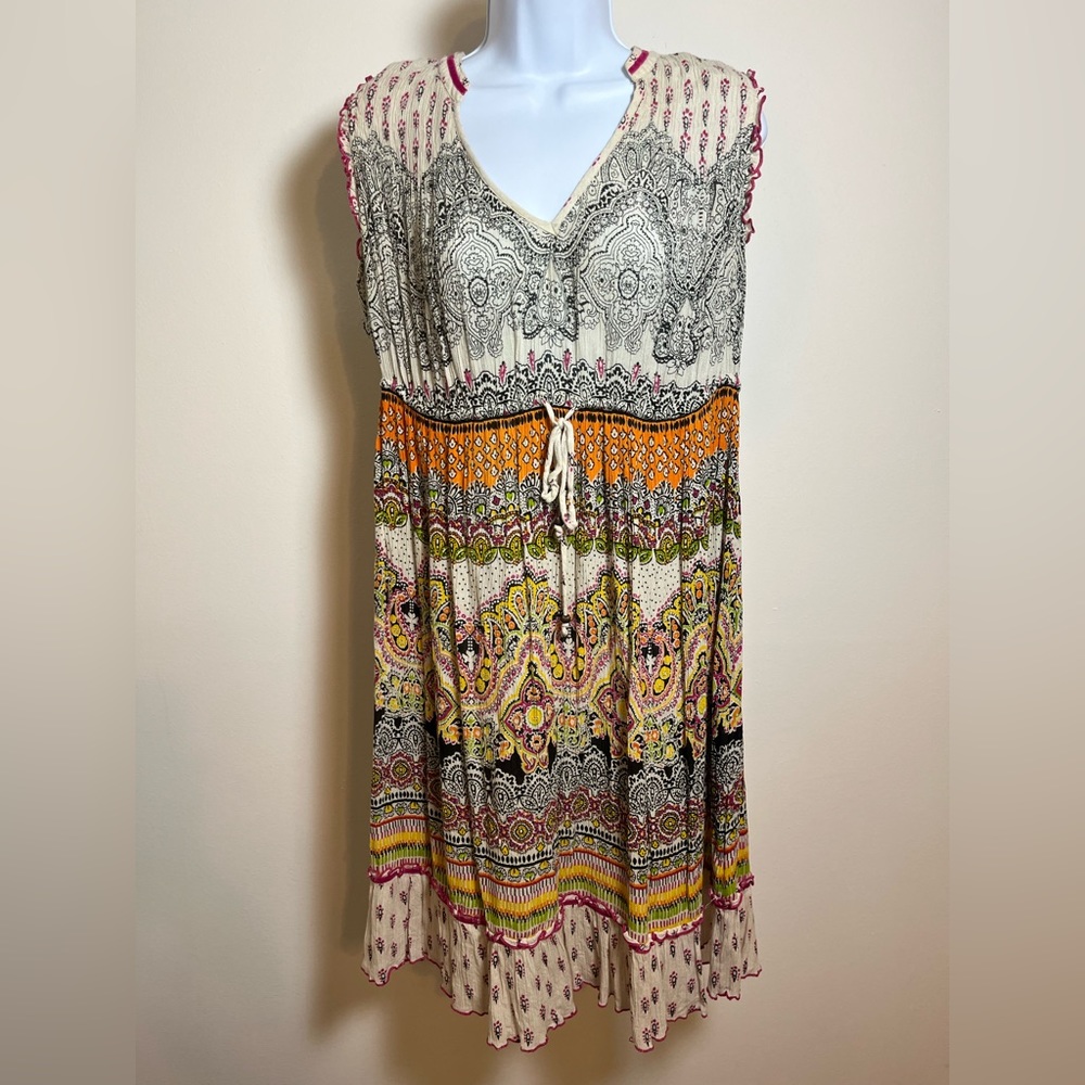 Bila Sleeveless Bohemian Multi-Color Dress Size M